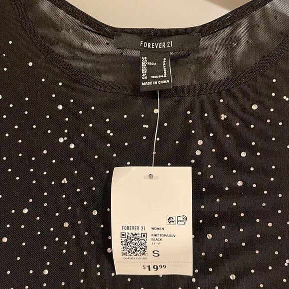 Forever 21 Sheer Rhinestone Top (NWT) Size Small - Picture 2 of 3